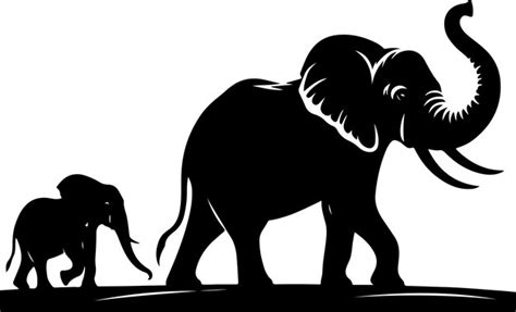 Elephant Silhouette Clip Art vector black color silhouette | Premium AI ...