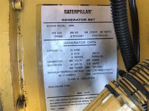 Used Caterpillar 3306b Diesel Generator 361 Hrs 250 Kw 0 Price Csdg