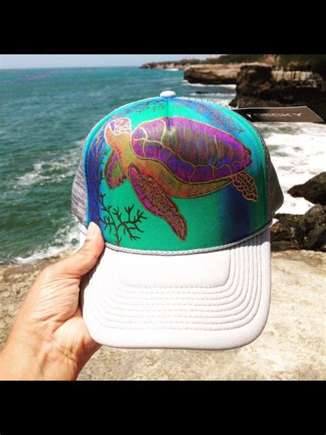 Hand Painted Sea Turtle Trucker Hat By Artedeesther On Etsy Trucker