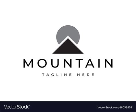 Minimal Mountain Sun Logo Design Royalty Free Vector Image