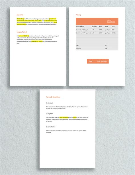 Social Media Management Proposal Template In Word Pages Google Docs