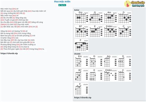 Chord Hoa mộc miên tab song lyric sheet guitar ukulele chords vip