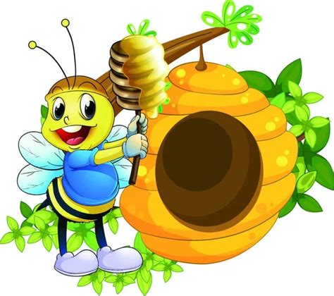 Cute Bee Eating Honey Stock Vector By ©yay Images 621236746