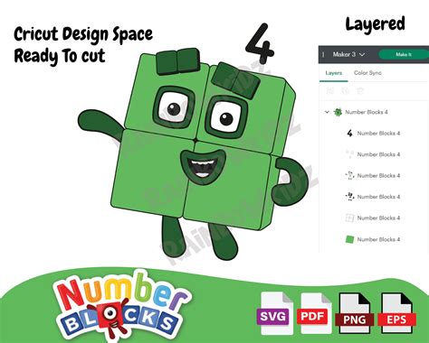 Number Blocks 4 Svg Cut File Layered Cutting File Number Blocks Svg