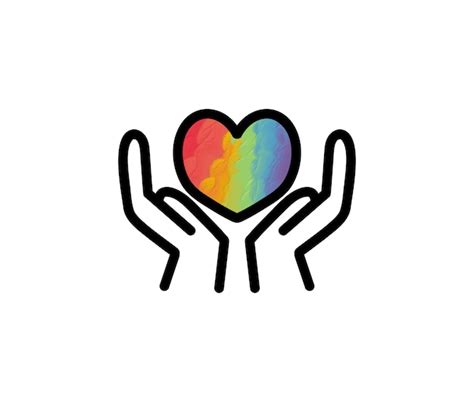 Premium Vector Rainbow Pride Heart In Hands Icon Hands Holding Heart