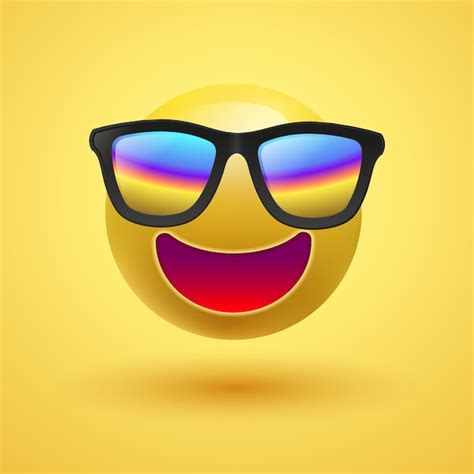 Smiley Mignon 3d Jaune Avec Des Lunettes De Soleil Sur Fond Jaune