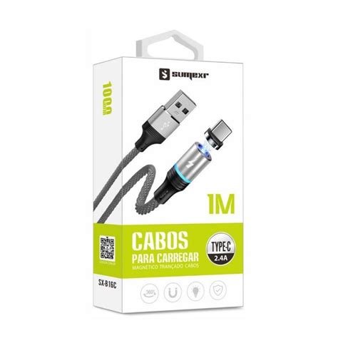 Cabo Magnético Para Carregador Ponta Tipo USB Type C Lightning