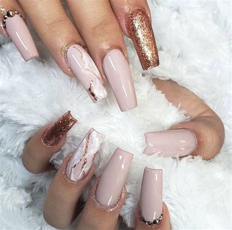 Rose Gold Coffin Nails Ombre Glitter Ombre Coffin Nails Rose Gold