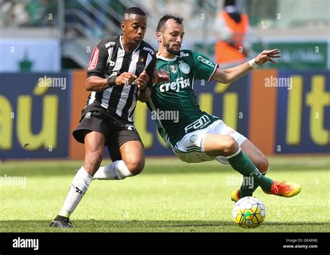 The Player Edu Dracena Of SE Palmeiras Ball Dispute With Robinho C