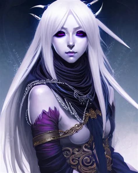 Portrait Of An Anime Female Drow Necromancer Hd Stable Diffusion