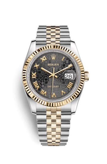 Rolex 116233-0198 : Datejust 36 Rolesor Yellow Fluted / Jubilee / Black ...