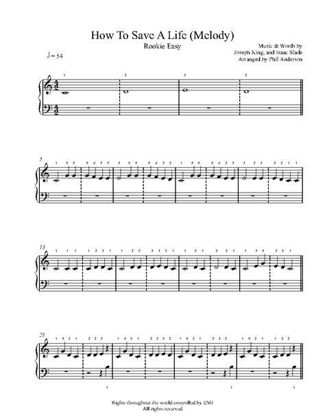 How To Save A Life (Melody) by The Fray Sheet Music & Lesson | Rookie Level