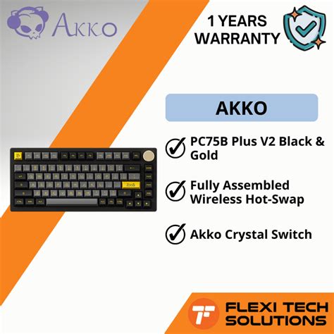 AKKO PC B Plus V Black Gold Fully Assembled Wireless Hot Swap Keyboard Akko Crystal Switch