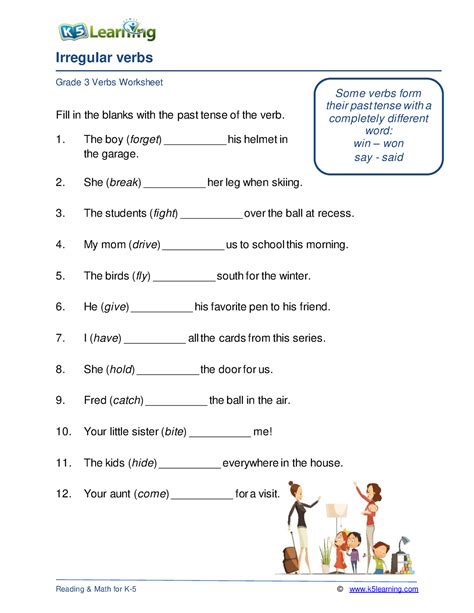 Grade 3 Irregular Verbs B Irregular Verbs Grade 3 Verbs Worksheet