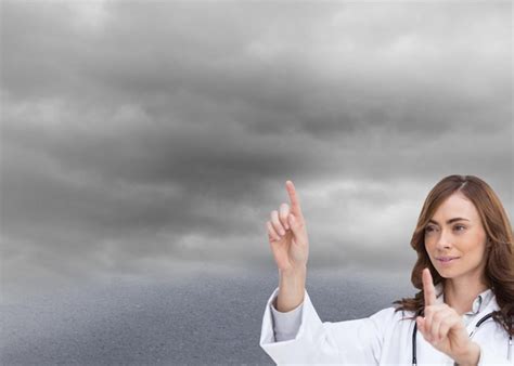 Premium Photo Composite Image Of Brunette Doctor Selecting Something