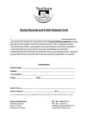 Fillable Online Xray Release Form Dental Fill Online Printable