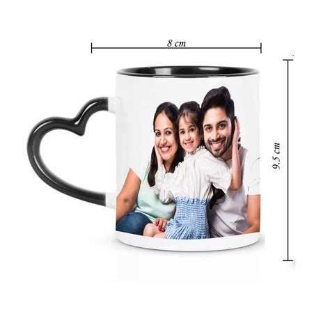 White Printed Sublimation Heart Handle Magic Mug For Ting Purpose