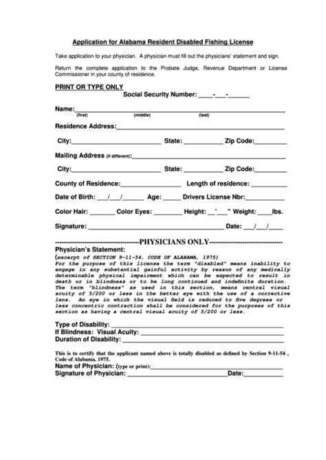 Form Application For Alabama Resident Disabled Fishing License