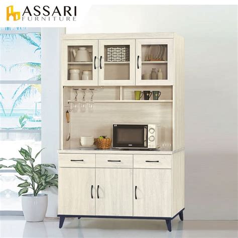 Assari 鋼刷白4尺餐櫃全組寬121x深43x高202cm Pchome 24h購物