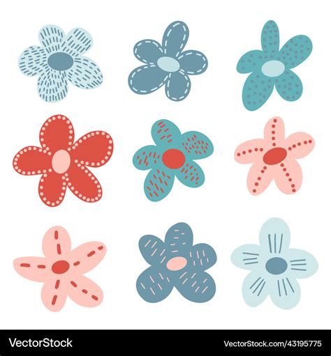 Cute simple hand drawn flower fantasy doodles Vector Image