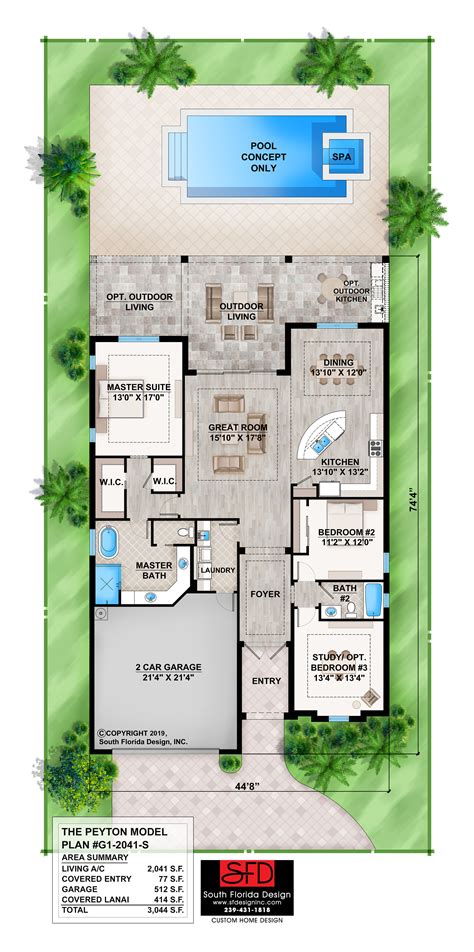 South Florida Design Narrow Lot Coastal House Plan South Florida Design