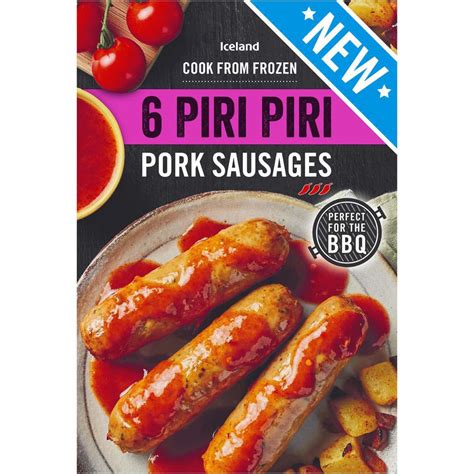 Iceland 6 Piri Piri Pork Sausages 428g Sausages Iceland Foods