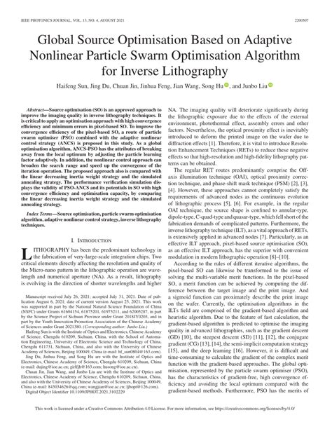 PDF Global Source Optimisation Based On Adaptive Nonlinear Particle