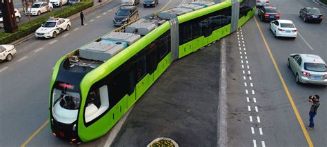 Is it a bird? Is it a plane? No it's a trackless, driverless 'rail bus'