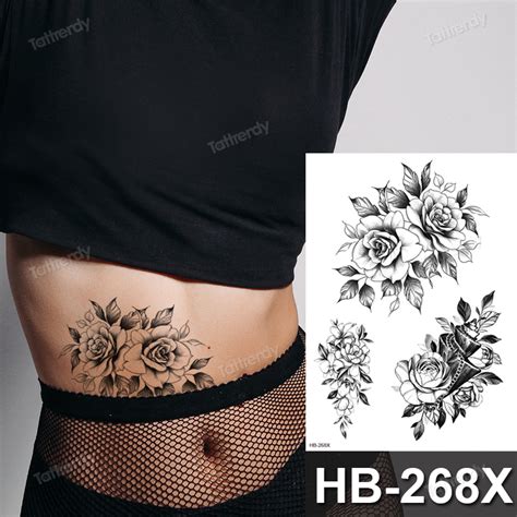 Tattoo Sticker Flower Big Body Art Waterproof Temporary Sexy Thigh