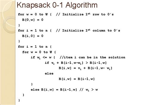 Dynamic Programming Continued Knapsack Problem Last