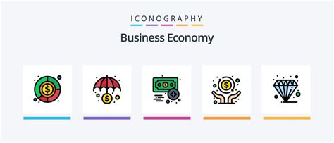 Economy Line Filled 5 Icon Pack Including Economy Banking Economy