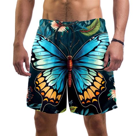 Aesthetic Butterflies Colorful Pattern Casual Board Shorts For Men