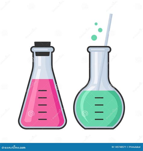 Chemistry Laboratory Test Glass Flask Vector Set Stock Vector