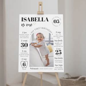 EDITABLE First Birthday Milestone Sign Modern Photo 1st Birthday