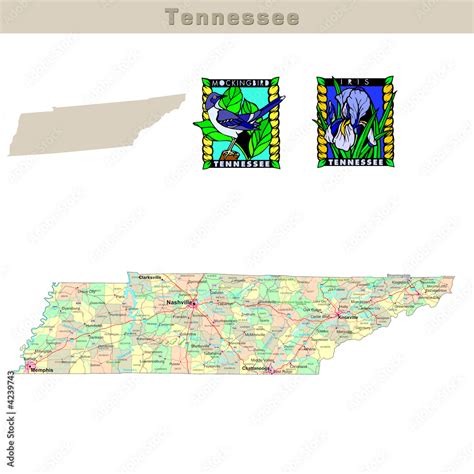 USA states series: Tennessee. Political map with counties Stock ...