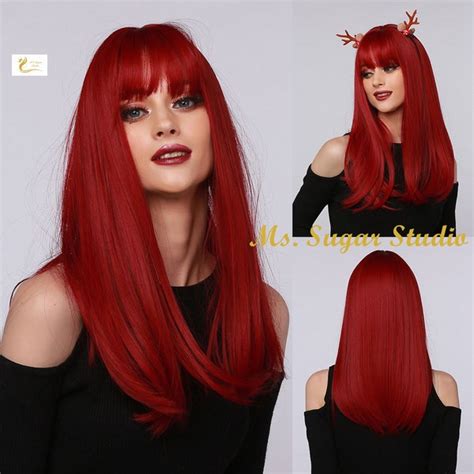 Red Wigs Etsy