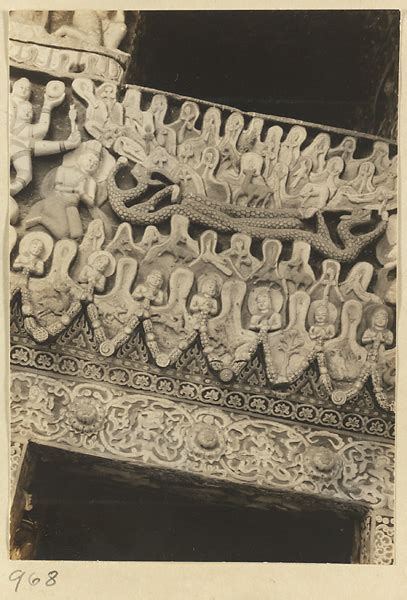 Detail Of Cave 10 At Yun Gang Showing Buddhist Reliefs On The North