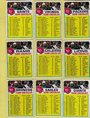 Topps Fb Unchecked Team Checklists Clean Cards Nr Mt Many U Pick