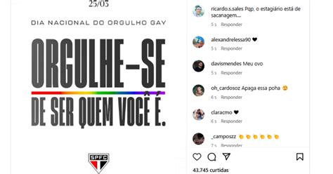 São Paulo posta apoio ao Dia Nacional do Orgulho Gay e é alvo de ataques homofóbicos