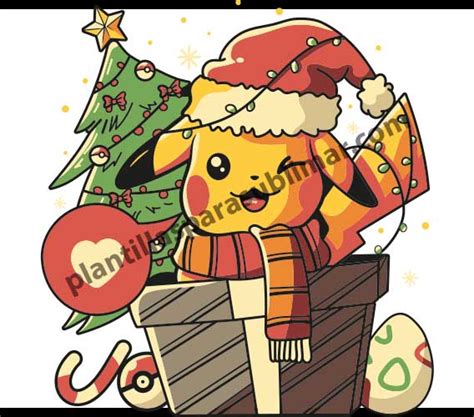 Pikachu Pokemon Navidad Vector Plantillas Para Sublimar