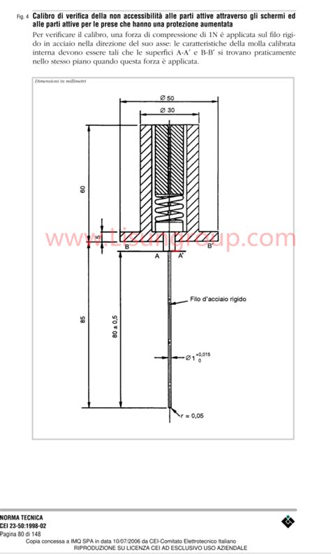 Calibro Di Verifica Della Non Accessibilit Alle Parti Attive
