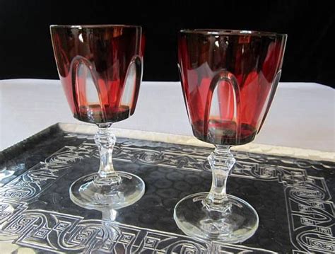 Vintage Red Wine Goblets Cristal D Arques Durand Of France Ruby Red Gothic Arch Wine Goblets