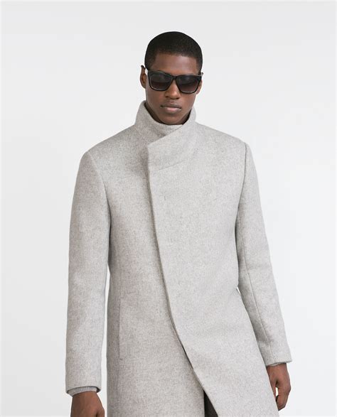 Zara Funnel Collar Coat In Gray For Men Lyst