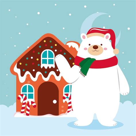 Premium Vector Christmas Card With Polar Bear