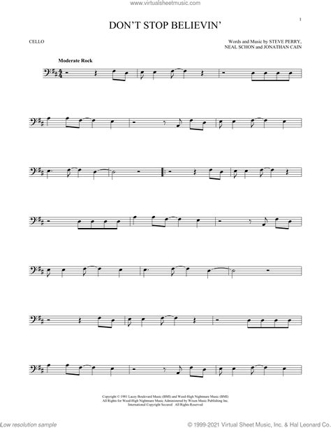 Dont Stop Believin Sheet Music For Cello Solo Pdf Interactive