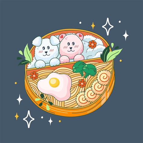 Bento Caixa Dentro Kawaii Estilo Bonitinho Colorida Ilustra O