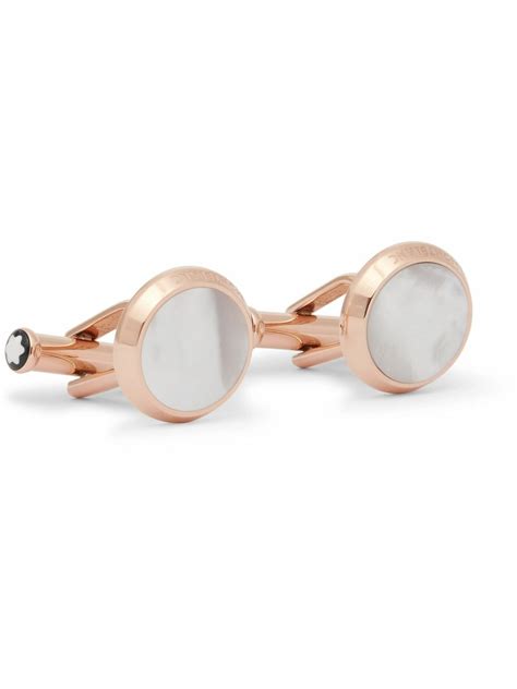 Montblanc Meisterstück Rose Gold Tone Mother Of Pearl Cufflinks Montblanc