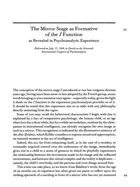 The Mirror Stage (Lacan) | Id | Psychological Concepts