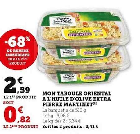 Promo Mon Taboulé Oriental à L huile D olive Extra Pierre Martinet chez