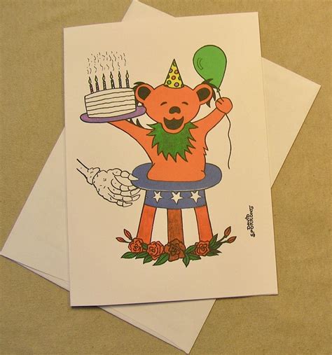 Grateful Dead Birthday Card Teddy Bear Magic Regular Size Card And Mini Version A Lunar